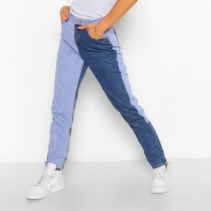 Boohoo color Block Boyfriend Jeans 
Never worn 
Size 4